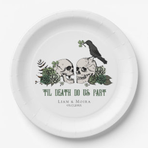 Til Death Gothic St Patricks Day Floral Skull Paper Plates