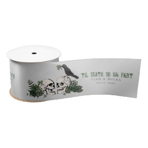 Til Death Gothic St Patricks Day Floral Skull Sati Satin Ribbon