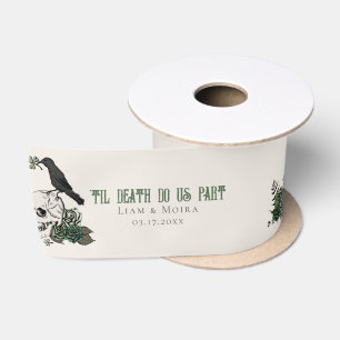 Til Death Gothic St Patricks Day Floral Skull Sati Satin Ribbon