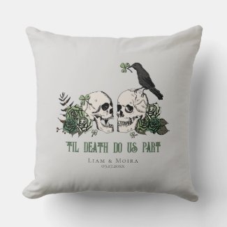 Til Death Gray Gothic Irish Floral Skull & Roses