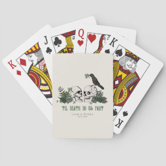 Til Death Green Gothic St Patricks Skull and Roses Poker Cards