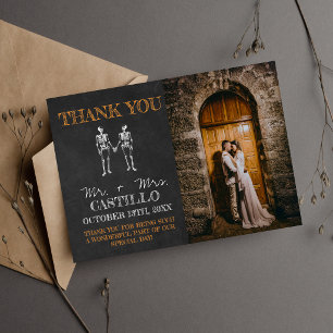 Til Death Halloween Skeleton Orange Thank You Card