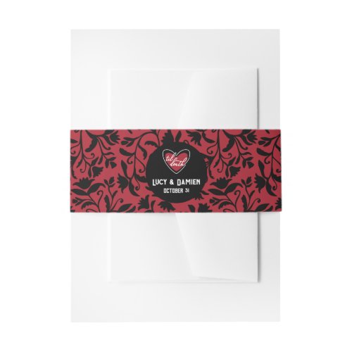 Til Death Heart Names Goth Wedding Invitation Belly Band