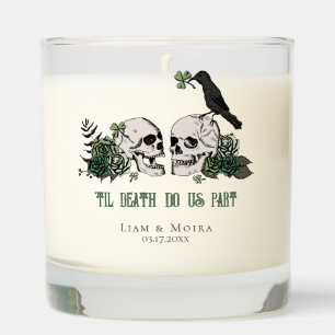 Til Death Ivory Gothic Bridal Shower Skull & Roses Scented Candle