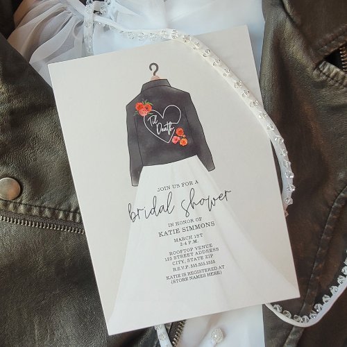 Til Death Leather Jacket Wedding Dress Bridal Invitation
