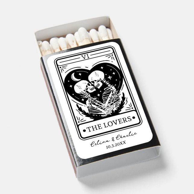 Til Death Lovers Tarot Personalized Wedding Matchboxes (Front Open)