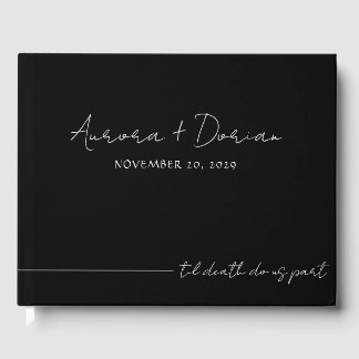 Til Death Minimal Black Wedding Guest Book