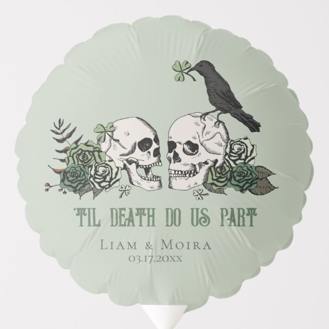 Til Death Sage Gothic Bridal Shower Skull & Roses Balloon (Front)