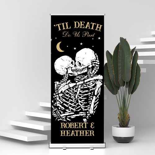 Til Death Skeleton Goth Wedding Decor Custom Retractable Banner
