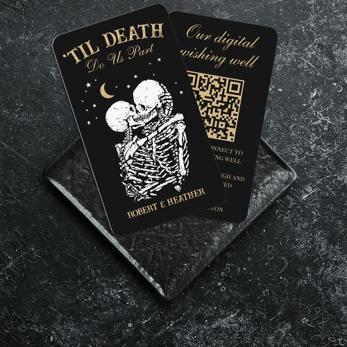 Til Death Skeleton Goth Wedding Registry QR Code Enclosure Card