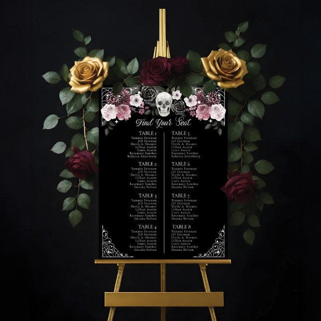 Til Death Skeleton Gothic Wedding Seating Chart Foam Board (Til Death Skeleton Gothic Wedding Seating Chart Foam Board)