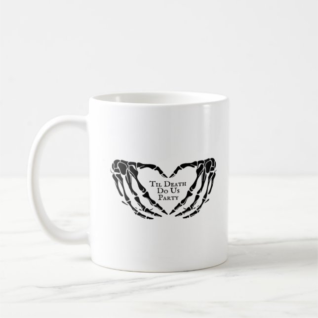 Til Death Skeleton Heart Hands Gothic Mood Coffee Mug (Left)
