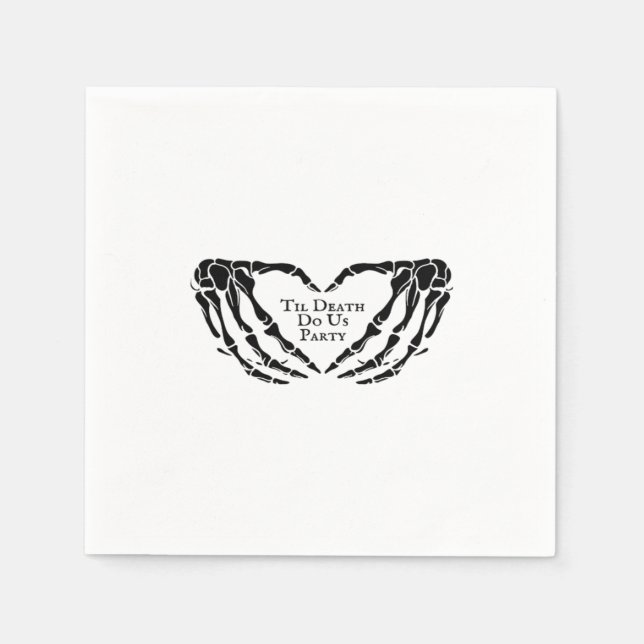 Til Death Skeleton Heart Hands Gothic Mood Napkins (Front)