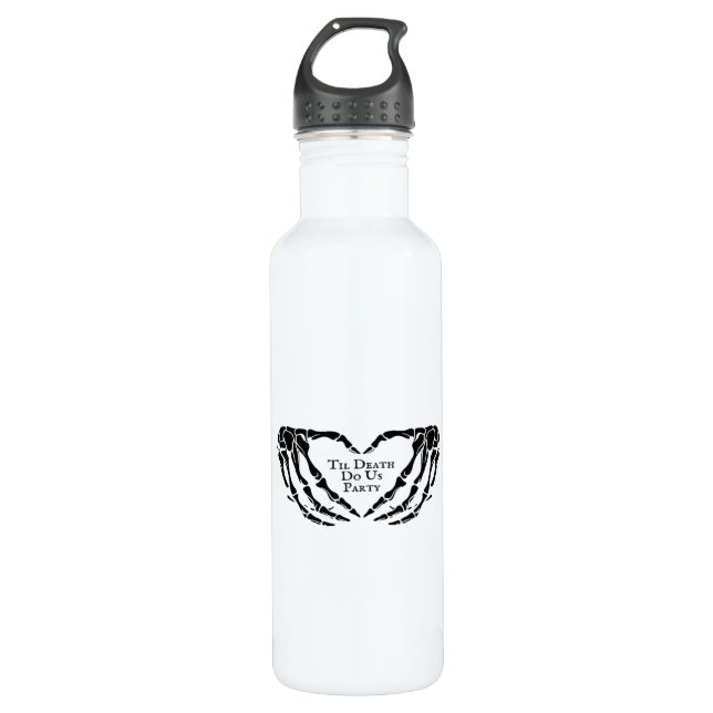 Til Death Skeleton Heart Hands Gothic Mood Stainless Steel Water Bottle (Front)