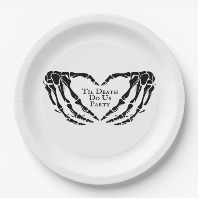 Til Death - Skeleton Heart Hands  Paper Plates (Front)