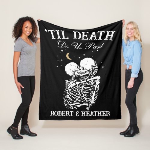 Til Death Skeleton Lovers Tarot Card Goth Wedding Fleece Blanket