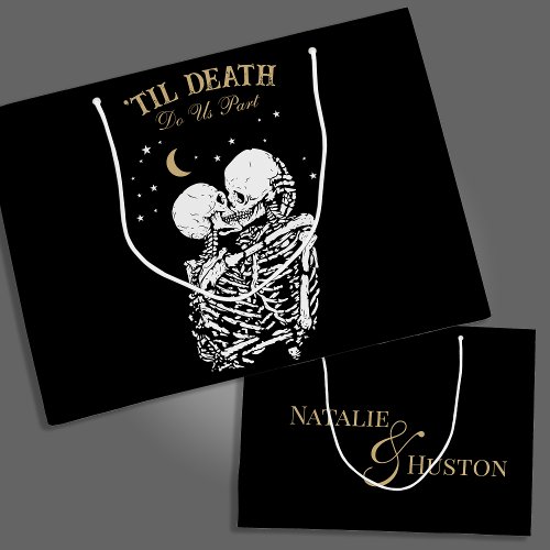 Til Death Skeleton Lovers Tarot Card Goth Wedding Large Gift Bag