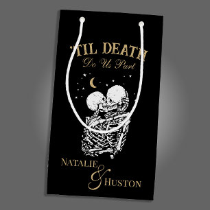 Til Death Skeleton Lovers Tarot Card Goth Wedding Small Gift Bag