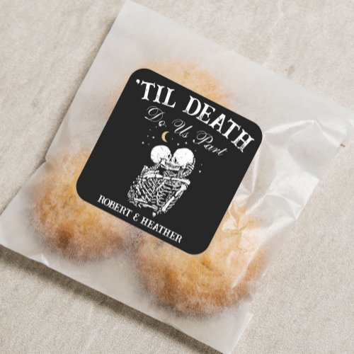 Til Death Skeleton Lovers Tarot Card Goth Wedding Square Sticker