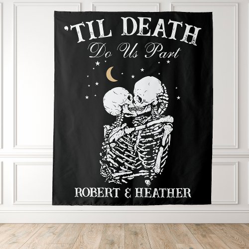 Til Death Skeleton Lovers Tarot Card Goth Wedding Tapestry