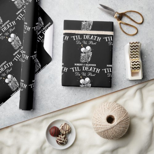Til Death Skeleton Lovers Tarot Card Goth Wedding Wrapping Paper