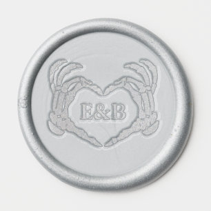 Til Death Skeleton Wedding Custom Initials Wax Seal Sticker