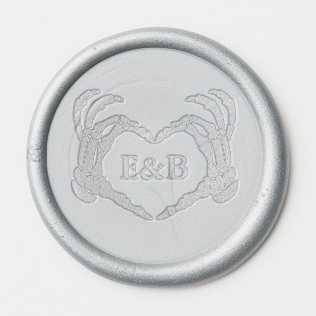 Til Death Skeleton Wedding Custom Initials Wax Seal Sticker (Front)