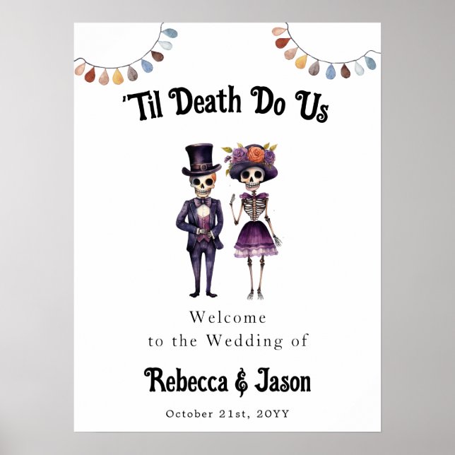 Til Death Skeletons Wedding  Welcome Sign (Front)