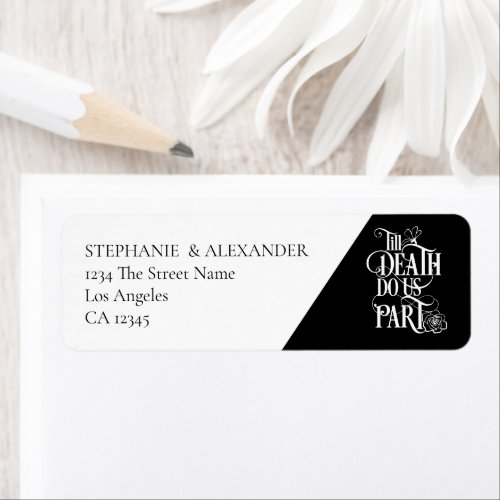 Til Death Us Do Part Return Address Gothic Wedding Label