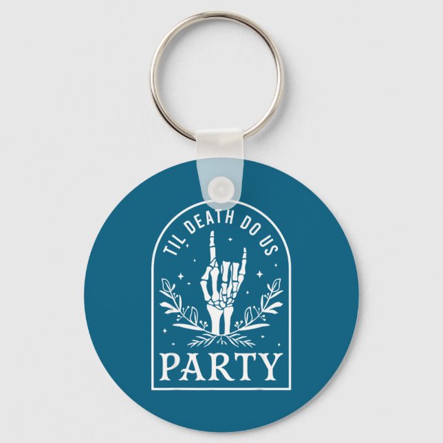 Til Death Us Party Retro Halloween Keychain (Front)