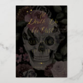 Til Death Watercolor Floral Skull Gothic Wedding Foil Invitation (Front)