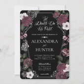Til Death Watercolor Gothic Floral Wedding Invitation (Front)