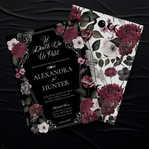 Til Death Watercolor Gothic Floral Wedding Invitation