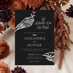 Til Death Watercolor Skeleton Hands Gothic Wedding Invitation