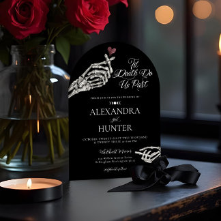Til Death Watercolor Skeleton Hands Gothic Wedding Invitation