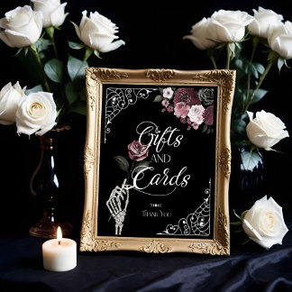 Til Death Watercolor Skeleton Rose Gifts & Cards Poster