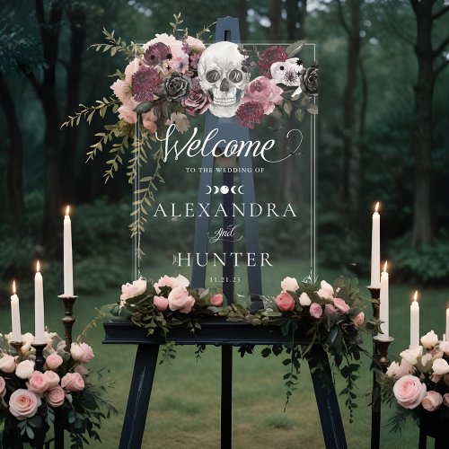 Til Death Watercolor Skeleton Rose Gothic Wedding Acrylic Sign