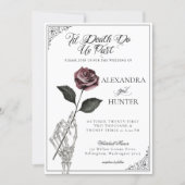 Til Death Watercolor Skeleton Rose Gothic Wedding Invitation (Front)