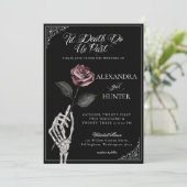 Til Death Watercolor Skeleton Rose Gothic Wedding Invitation (Standing Front)
