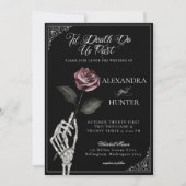 Til Death Watercolor Skeleton Rose Gothic Wedding Invitation (Front)