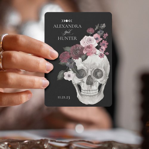 Til Death Watercolor Skeleton Rose Gothic Wedding  Poker Cards
