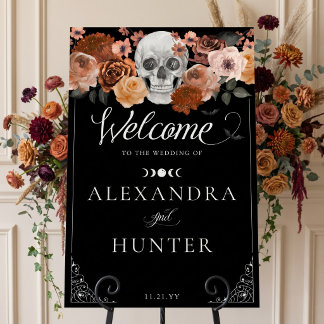 Til Death Watercolor Skull Autumn Gothic Wedding Foam Board