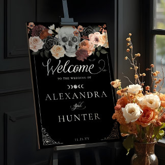 Til Death Watercolor Skull Autumn Gothic Wedding Foam Board