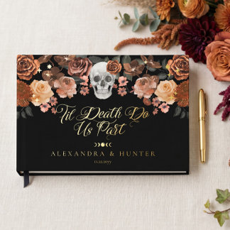 Til Death Watercolor Skull Autumn Gothic Wedding Foil Guest Book