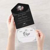 Til Death Watercolor Skull Rose Gothic Wedding All In One Invitation (Tearaway)