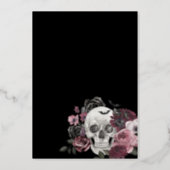 Til Death Watercolor Skull Rose Gothic Wedding Foil Invitation (Back)