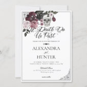 Til Death Watercolor Skull Rose Gothic Wedding Invitation (Front)