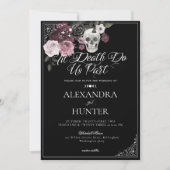 Til Death Watercolor Skull Rose Gothic Wedding Invitation (Front)