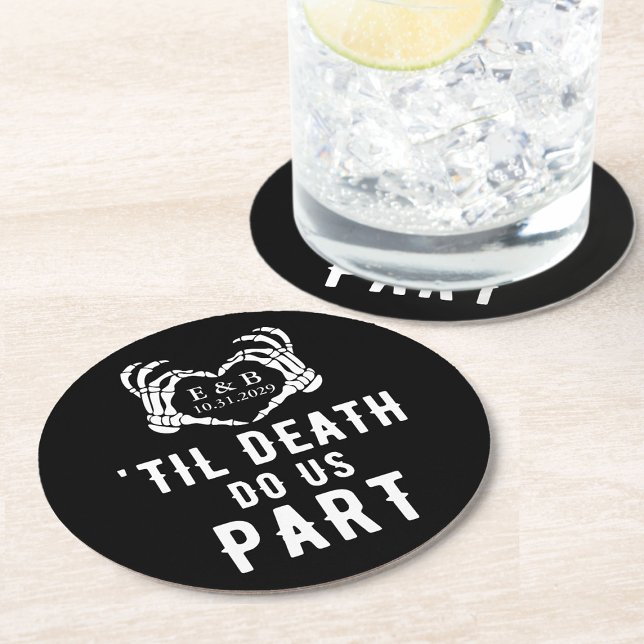 Til Death Wedding Black Paper Coaster (Creator Uploaded)