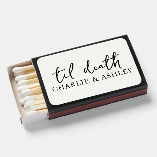 til death wedding  matchboxes